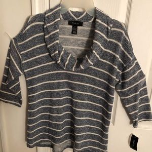 Gray and white cowl neck sweater